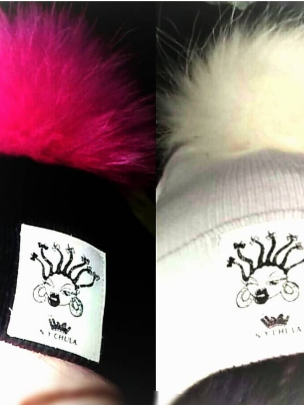 Cozy & Cute Pom Pom Beanie Hat - Black and White - Picture 4 of 4